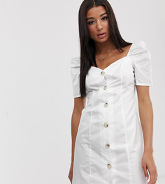 Белое платье мини на пуговицах с квадратным вырезом Missguided - Белый