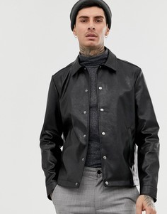 Черная спортивная куртка из искусственной кожи ASOS DESIGN - Черный