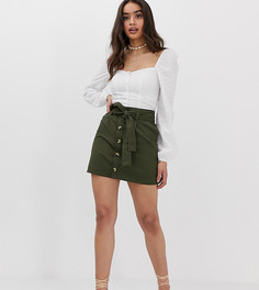 Мини-юбка цвета хаки с завязкой Boohoo - Зеленый