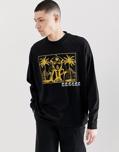 Oversize-лонгслив с принтом спереди и сзади ASOS DESIGN - Черный