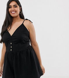 Ромпер на пуговицах с завязками ASOS DESIGN Curve - Черный