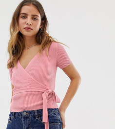 Розовый укороченный кардиган с поясом с завязкой в балетном стиле Bershka - Розовый
