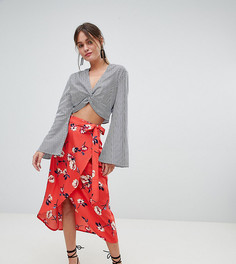 Юбка с запахом и цветочным принтом PrettyLittleThing - Красный