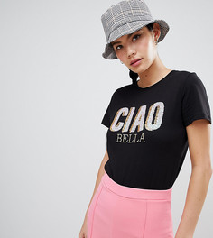 Футболка с отделкой пайетками New Look Ciao Bella - Черный