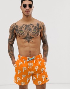 Оранжевые шорты для плавания с принтом пальм Bellfield - Оранжевый