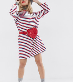 Красная бархатная сумка на пояс в форме сердца Monki Valentines - Красный