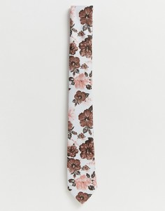 Галстук в полоску с цветочным принтом Twisted Tailor - Коричневый