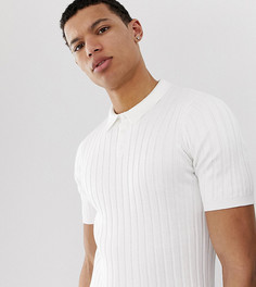 Белое обтягивающее поло в рубчик ASOS DESIGN Tall - Белый