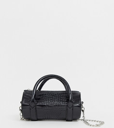 Черная сумка мини с отделкой под крокодиловую кожу PrettyLittleThing - Черный