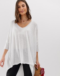 Свободная футболка с v-образным вырезом Free People Catch Waves - Белый