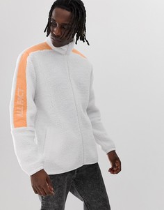 Трикотажная спортивная куртка с отделкой из искусственного меха и принтом ASOS DESIGN - Белый