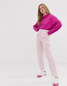 Розовые брюки с эффектом кислотной стирки ASOS DESIGN - Розовый