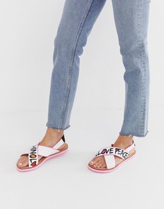 Сандалии с перекрестными ремешками Love Moschino flat - Белый