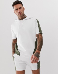 Спортивный худи и шорты скинни в стиле колор блок ASOS DESIGN - Серый