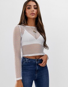 Белый сетчатый лонгслив ASOS DESIGN - Белый