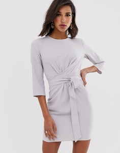 Платье мини с запахом и завязкой ASOS DESIGN - Серый