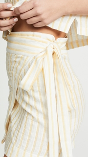 Plush Striped Linen Wrap Skirt