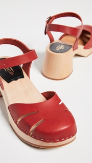 Swedish Hasbeens Baskemslla Ankle Strap Clogs