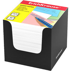 Бумага для заметок ErichKrause, 90x90x90 мм, белый, в черной картонной подставке