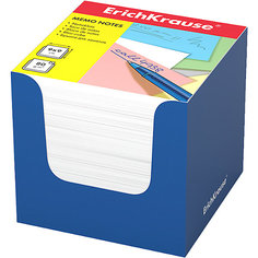 Бумага для заметок ErichKrause, 90x90x90 мм, белый, в синей картонной подставке