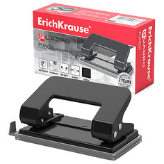 Дырокол ErichKrause Quadro до 10 листов, черный