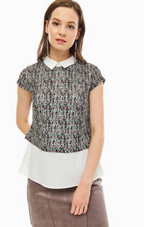 Разноцветная блуза с вставками из белого хлопка Comma