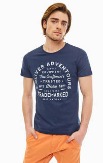 Синяя хлопковая футболка с декоративным принтом S.Oliver