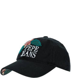 Черная хлопковая бейсболка с вышивкой Pepe Jeans