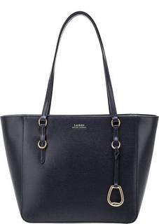 Синяя кожаная сумка с длинными ручками Lauren Ralph Lauren