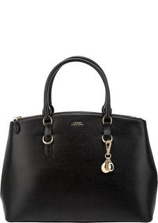 Вместительная кожаная сумка черного цвета Lauren Ralph Lauren
