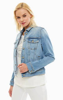 Короткая джинсовая куртка с вышивкой и нашивками на спине Mustang