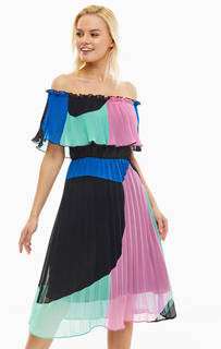 Разноцветное платье с открытыми плечами Pepe Jeans