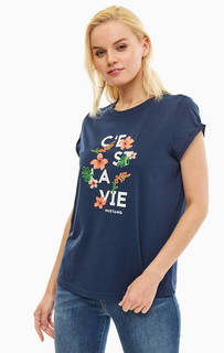 Хлопковая футболка с цветочной вышивкой Mustang