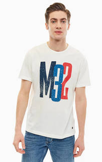 Белая хлопковая футболка с принтом Mustang