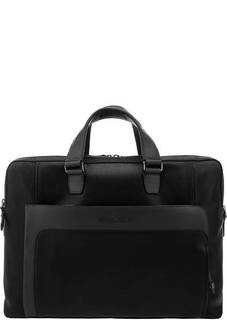 Кожаная сумка черного цвета с двумя отделами Piquadro