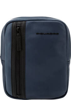 Синяя кожаная сумка через плечо Piquadro