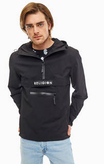 Черная ветровка-анорак с карманом Religion