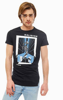 Черная хлопковая футболка с короткими рукавами Religion