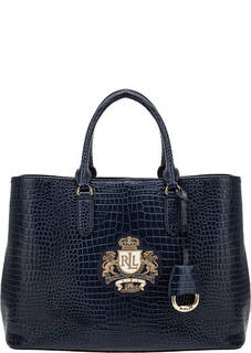 Вместительная кожаная сумка с выделкой под рептилию Lauren Ralph Lauren