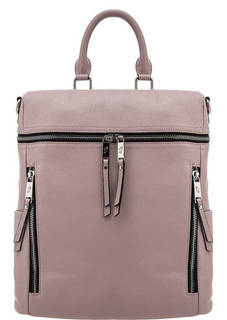 Сиреневый кожаный рюкзак с карманами Labbra