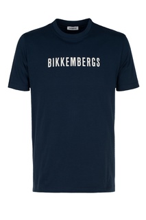 Синяя футболка с контрастным принтом Dirk Bikkembergs