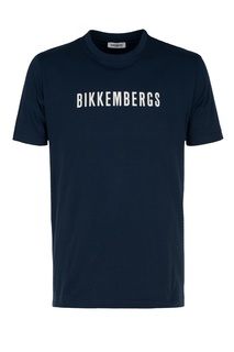 Синяя футболка с контрастным принтом Dirk Bikkembergs