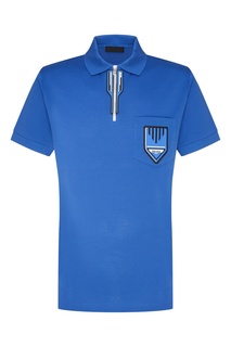 Синяя футболка-поло с нашивками Prada