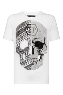 Белая футболка с черепом и кристаллами Philipp Plein