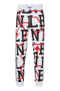 Белые брюки с логотипами Philipp Plein