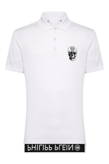 Белое поло с вышивкой Philipp Plein