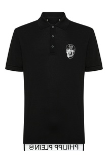 Черное поло с вышивкой Philipp Plein