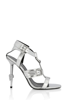 Серебристые босоножки Philipp Plein