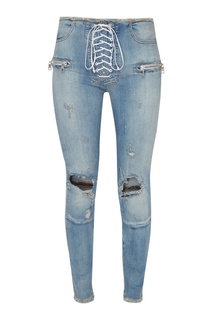 Джинсы-скинни с эффектом поношенности и шнуровкой Unravel Project