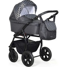 Коляска 3 в 1 Indigo CHARLOTTE 18 F Ch 38 (черный+черный узор)